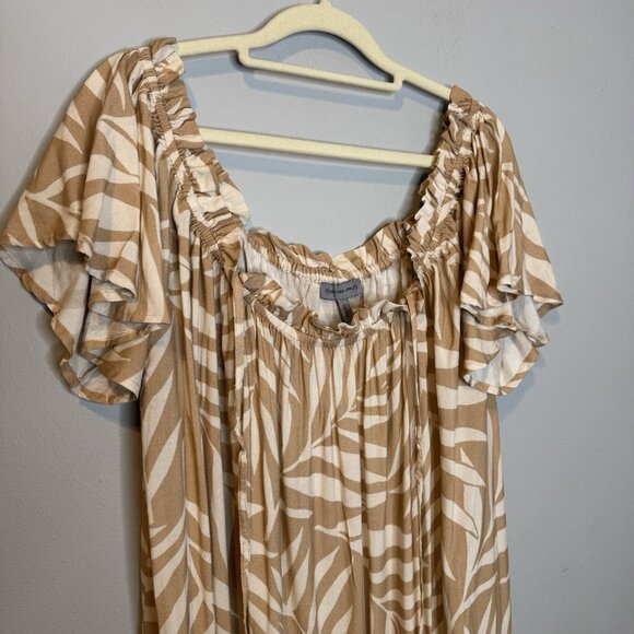 Anthropologie Conditions Apply Palm Leaf Off Shoulder Maxi Dress One Size NEW - Picture 5 of 9